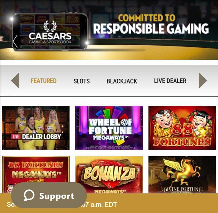 caesars casino online error code g603