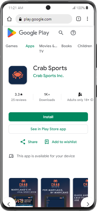 Crab Sports Play Store