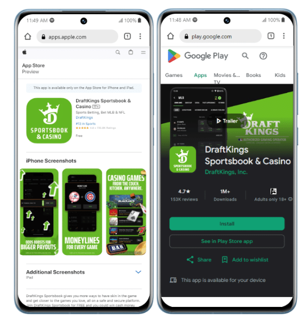 DraftKings iOS and Android App  Screenshot