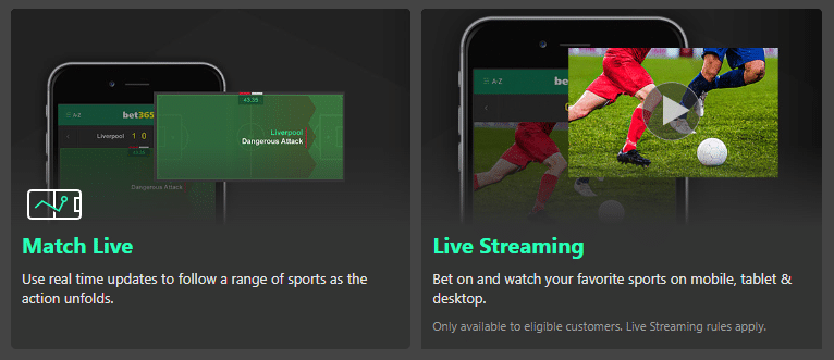 bet365 Match Live and Live Streaming Features