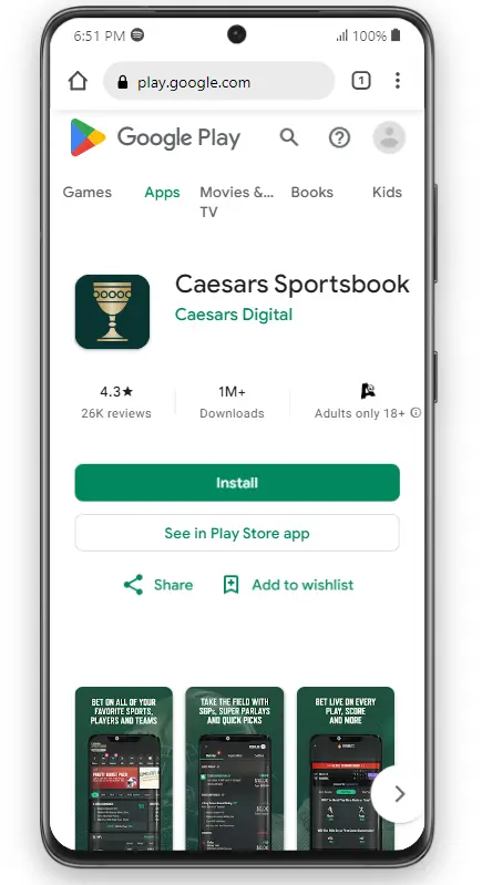 Caesars Android Sportsbook App