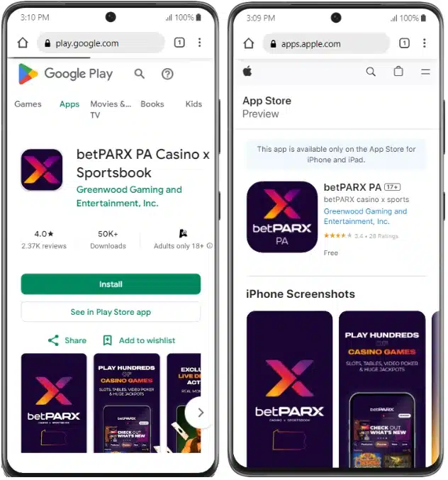 betPARX App Screenshots