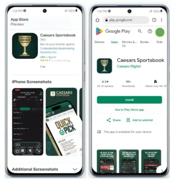 Caesars Sportsbook App Store and Play Store