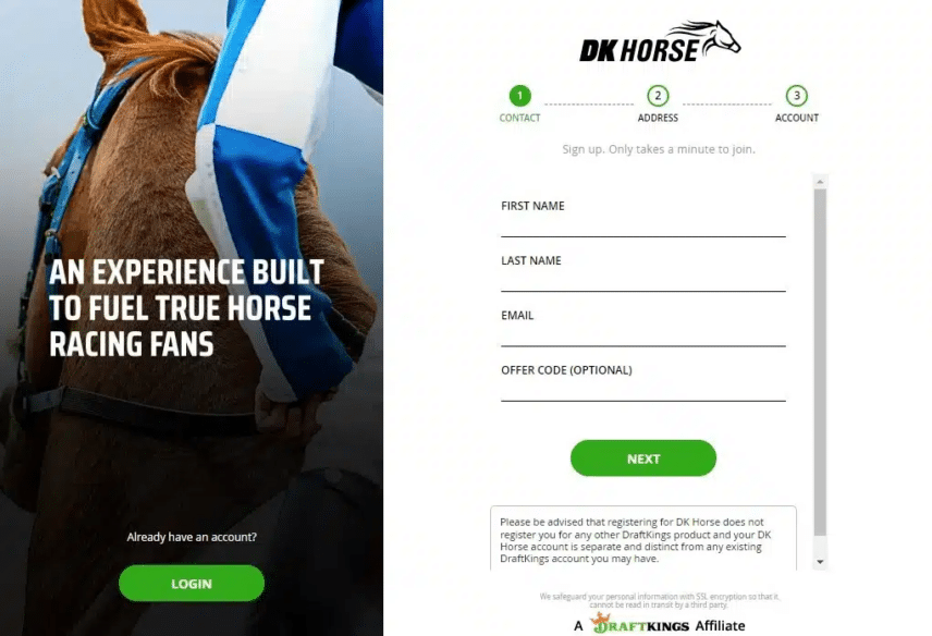 DK Horse registration page